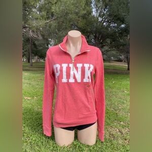PINK V.S. ~ Woman’s pullover sweater X-Small Coral Long Sleeve 3/4 Zipper